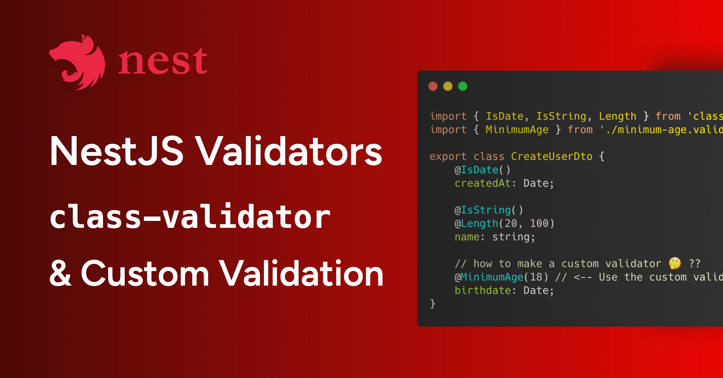 Custom DTO validators in NestJS using class-validator